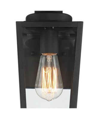 Ackerly 14" High Farmhouse Rustic Lantern Outdoor Wall Light Fixture Mount Edison Bulb Textured Black Finish