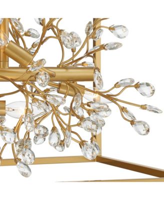 Possini Euro Carrine 38.5" Gold Linear Chandelier, 8-Light Modern Fixture with Clear Crystal Accents for Dining Room, Kitchen, Foyer & High Ceilings