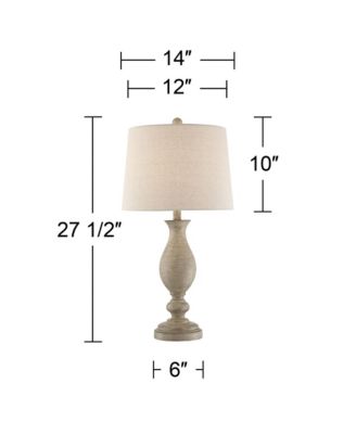 Serena Country Cottage Table Lamps 27 1/2" Tall Set of 2 Beige Gray Oatmeal Fabric Drum Shade for Bedroom Living Room Bedside Nightstand
