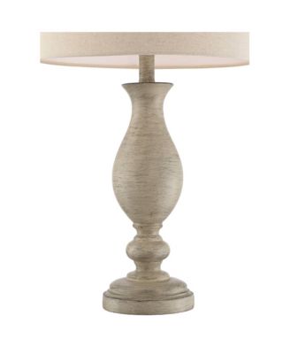 Serena Country Cottage Table Lamps 27 1/2" Tall Set of 2 Beige Gray Oatmeal Fabric Drum Shade for Bedroom Living Room Bedside Nightstand