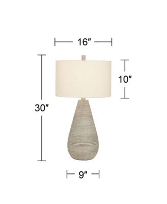 Julio Modern Table Lamp 30" Tall Natural Gray Ceramic Oatmeal Drum Shade for Bedroom Living Room Bedside Nightstand Office Kids House