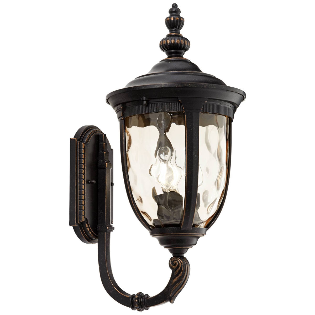 Bellagio European Outdoor Wall Light Fixture Sconce Bronze Aluminum Hammered Glass Decor for Exterior House Porch Patio Outside Deck Garage Yard F