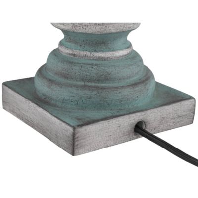 Patsy Country Cottage Table Lamps 26 1/2" High Set of 2 Blue Gray Washed Fabric Drum Shade for Bedroom Living Room Bedside Nightstand