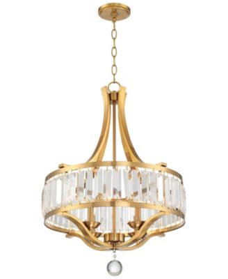 Prava Warm Brass Pendant Chandelier 21 1/2" Wide Modern Crystal 4-Light Fixture for Dining Room House Foyer Kitchen Island Bedroom