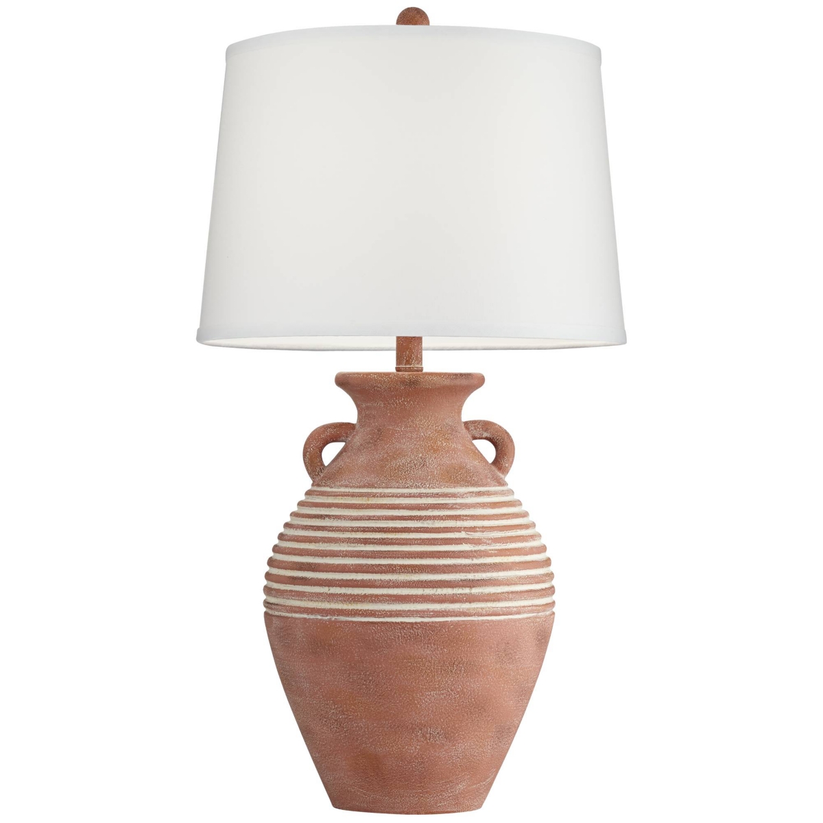 Sierra Rustic Southwestern Style Jug Table Lamp Tall Red Brown Sandstone Linen Drum Shade Decor for Living Room Bedroom House Bedside Nightstand H