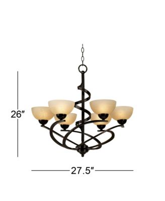 Bronzeador Dark Mocha Chandelier Lighting 27 1/2" Wide Modern Industrial Iron Ribbon Amber Glass Shades 6-Light Fixture for Dining Room House Foyer Kitchen Island Entryway