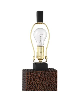 Caldwell Rustic Farmhouse Table Lamps 24.75" High Set of 2 Bronze Hammered Fabric Rectangular Shade for Bedroom Living Room Bedside