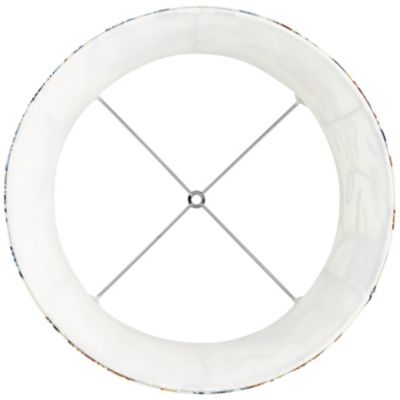 White with Paisley Print Medium Drum Lamp Shade 14" Top x 16" Bottom x 11.5" High (Spider) Replacement with Harp and Finial