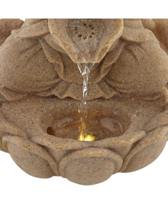 Calm Buddha 14" High Small Zen Asian Indoor Outdoor Decor Sand Stone Tabletop Fountain with Light LED Outside