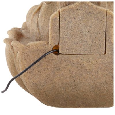 Calm Buddha 14" High Small Zen Asian Indoor Outdoor Decor Sand Stone Tabletop Fountain with Light LED Outside