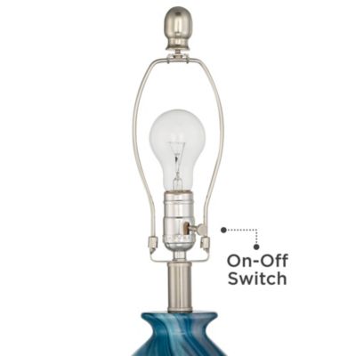 Carlton Modern Coastal Table Lamps 28" Tall Set of 2 Swirling Blue Faux Marble White Tapered Drum Shade for Bedroom Living Room Bedside