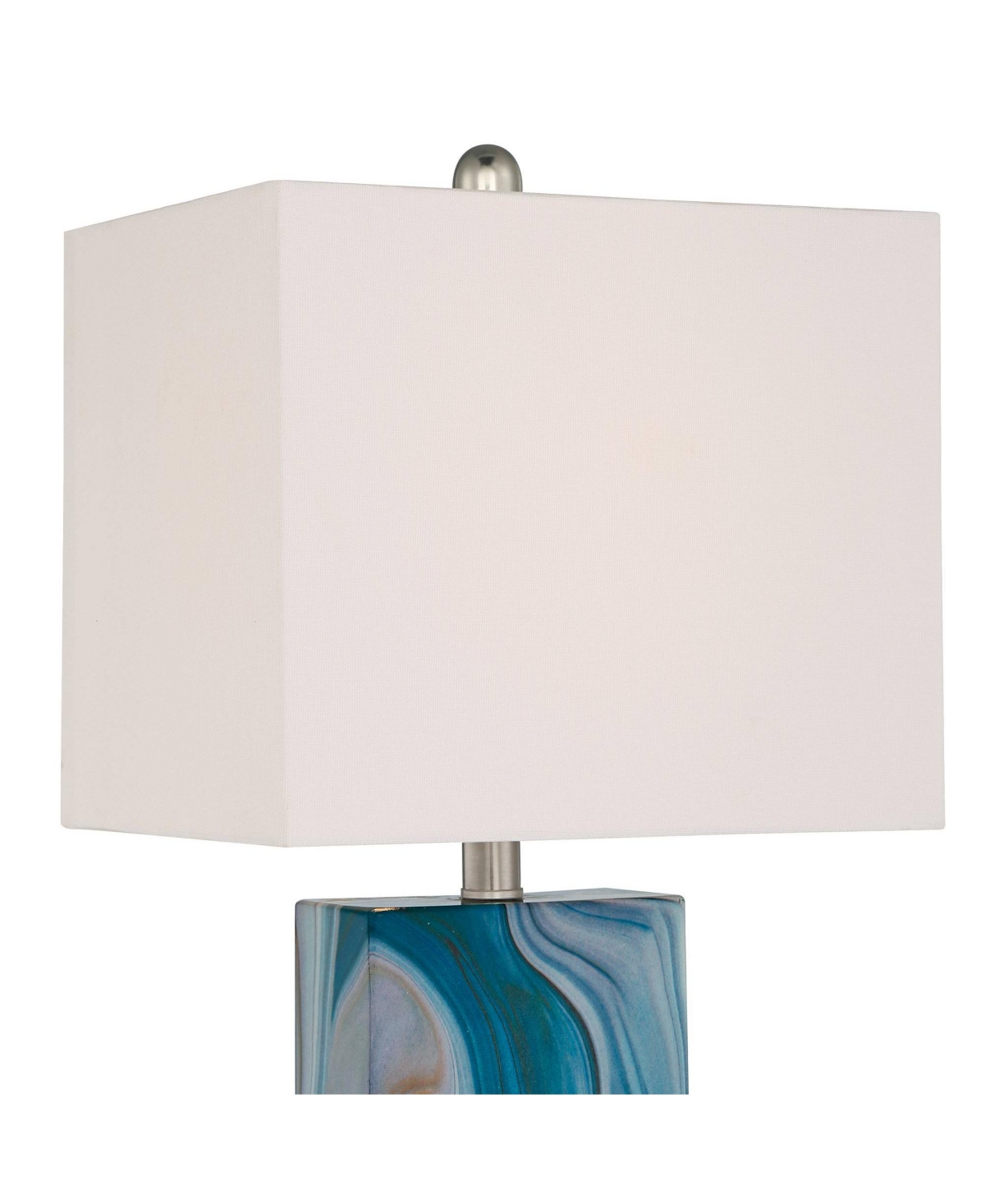 Connie Modern Table Lamps Tall Set of 2 with Usb Charging PortsFaux Marble Led White Rectangular Shade for Bedroom Living Room House Desk Be