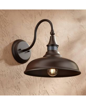 Gough Rustic Industrial Farmhouse Outdoor Barn Light Fixtures Set of 2 Bronze Dusk To Dawn Motion Sensor Dark Sky 12 1/2" for Exterior House Porch Patio Outside Deck Garage Yard - John Timberland