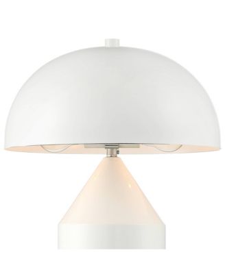 Felix Modern Accent Table Lamps 19" High Set of 2 White Metal Mushroom Dome Shade for Bedroom Living Room Bedside Nightstand Office Kids