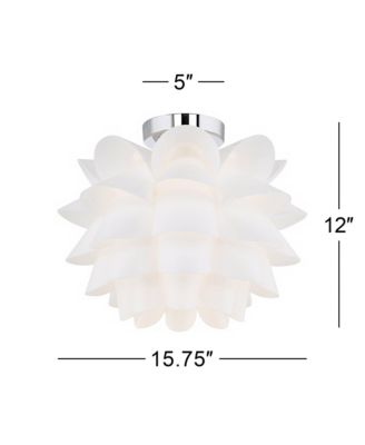 Modern Ceiling Light Semi Flush Mount Fixture 15 3/4" Wide White Flower for Bedroom Kitchen Living Room Hallway Bathroom House