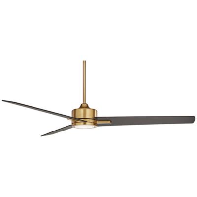 60" Monte Largo Mid Century Modern 3 Blade Large Indoor Ceiling Fan with Light LED Remote Control Soft Brass Black for House Bedroom Living Room Home Kitchen Dining Office - Casa Vieja