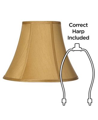 Coppery Gold Medium Bell Lamp Shade 7" Top x 14" Bottom x 11" Slant x 10.5" High (Spider) Replacement with Harp and Finial