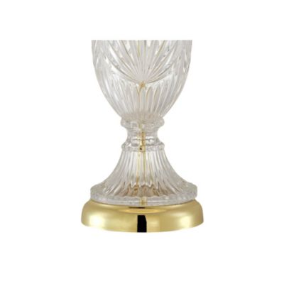 Traditional Glam Style Table Lamp 26.5" High Cut Glass Urn Brass Gold Metal Clear White Cream Bell Glass Shade Decor for Living Room Bedroom House Bedside Nightstand Home - Regency Hill