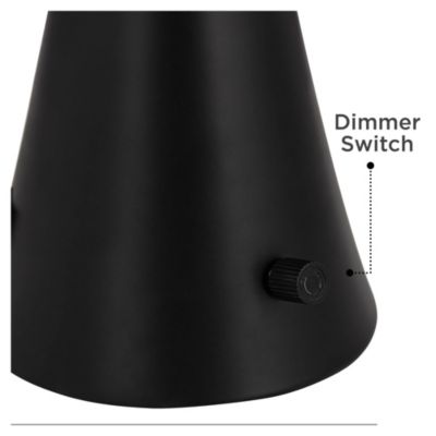 Karl Modern Table Lamps 28 1/4" Tall Set of 2 Black Metal with USB and AC Power Outlet in Base White Drum Shade for Bedroom Living Room