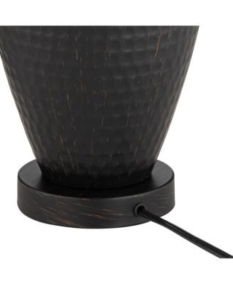 Auburn Rustic Farmhouse Table Lamp 25" High Bronze Hammered Natural Linen Empire Shade for Bedroom Living Room Bedside Nightstand Office