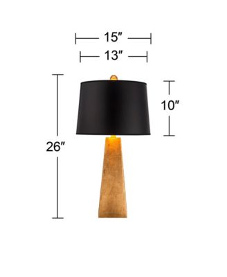 Obelisk Modern Table Lamp 26" High Gold Leaf Tapered Column Black Paper Drum Shade for Bedroom Living Room Bedside Nightstand Home