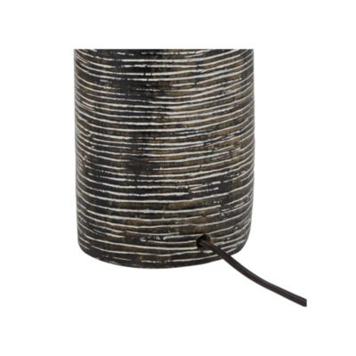 24" High Mid Century Modern Farmhouse Rustic Table Lamps Set of 2 Black Finish Oatmeal Shade Living Room Bedroom