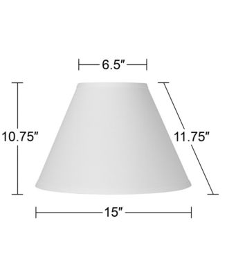 Bright Antique White Linen Medium Lamp Shade 6.5" Top x 15" Bottom x 10.75" High x 11.75" Slant (Spider) Replacement with Harp and Finial