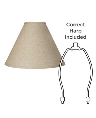 Fine Burlap Large Empire Lamp Shade 5" Top x 15" Bottom x 11.5" High x 10.5" Slant (Spider) Replacement with Harp and Finial