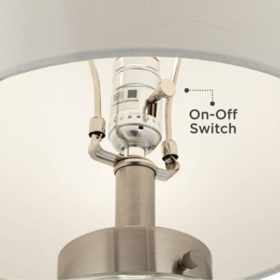 Canister Coastal Accent Table Lamp 20 1/2" High Clear Glass Fillable Sea Shells Off White Linen Drum Shade for Bedroom Living Room Kids