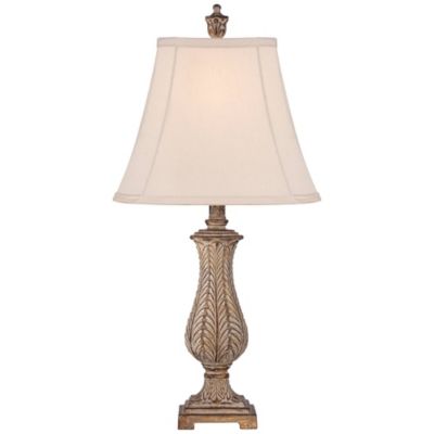 Traditional Country Cottage Table Lamp 25" High Antique Gold Leaves Petite Vase Off White Rectangular Shade Decor for Living Room Bedroom House Bedside Nightstand Home Office - Regency Hill