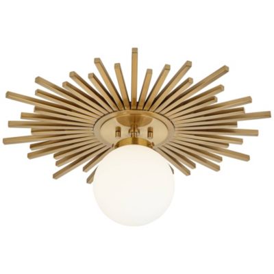 Hazel Modern Ceiling Light Semi Flush Mount Fixture 24" Wide Warm Brass White Globe Shade for Bedroom Kitchen Living Room Hallway
