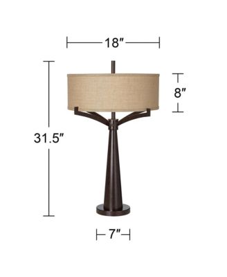 Tremont Industrial Table Lamp 31 1/2" Tall Bronze Metal Burlap Fabric Drum Shade for Bedroom Living Room Bedside Nightstand Office