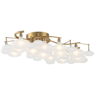 Warm Brass 12-Light Frosted Glass Shade 30.25" Wide Modern Fixture Ceiling Light Semi Flush Mount