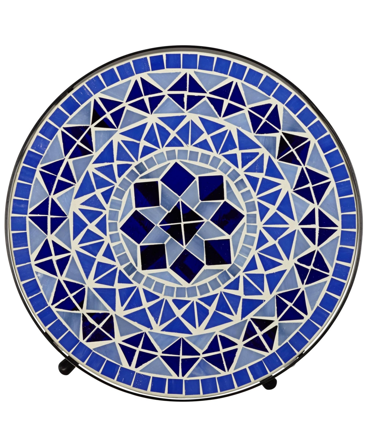 Cobalt Modern Black Metal Round Outdoor Accent Side Table 14" Wide Light Blue Mosaic Tile Tabletop Gracefully Curved Legs for Spaces Porch Patio Home