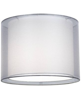 Silver and White Double Sheer Small Drum Lamp Shade 12" Top x 12" Bottom x 9" High (Spider) Replacement with Harp and Finial