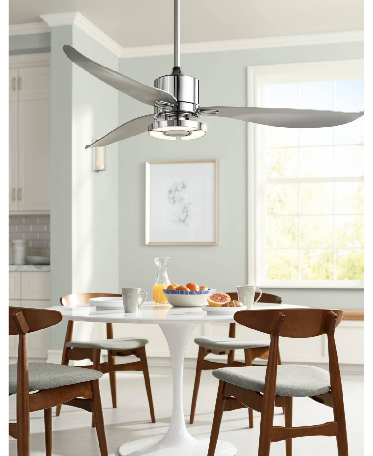 Possini Euro Design Vengeance Modern Indoor Ceiling Fan 3 Blade Led Light Remote Control Chrome FinishBlades Bedroom Living Room Kitchen D