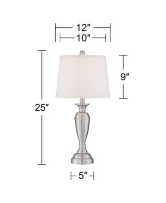 Blair Traditional Table Lamps 25" High Set of 2 Brushed Nickel White Drum Shade for Bedroom Living Room Bedside Nightstand Office Family
