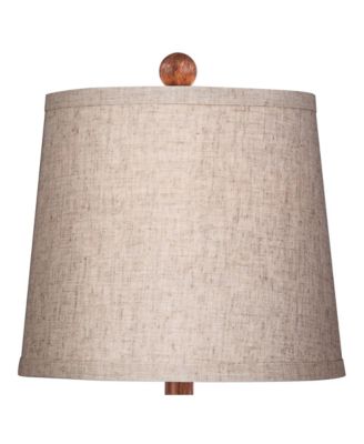 Fraiser Modern Accent Table Lamp 23 1/2" High Brown Faux Wood Oatmeal Drum Shade for Bedroom Living Room Bedside Nightstand Office Kids