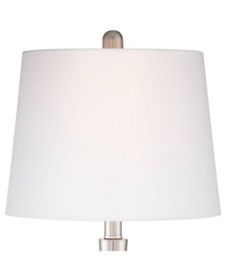 Serrena Modern Accent Table Lamp 23" High White Glass Brushed Nickel Metal with Nightlight Drum Shade for Bedroom Living Room House Home