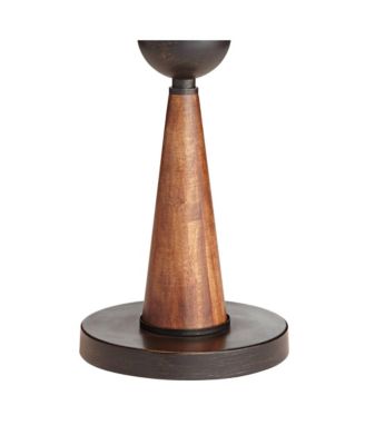 Hunter Modern Rustic Farmhouse Table Lamp 29 3/4" Tall Cherry Wood Bronze Metal Double Drum Shade for Bedroom Living Room House