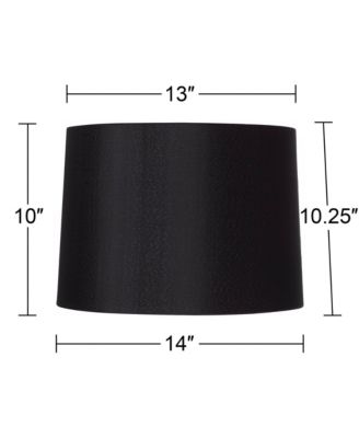 Set of 2 Black Medium Hardback Tapered Drum Lamp Shades 13" Top x 14" Bottom x 10.25" High (Spider) Replacement with Harp and Finial