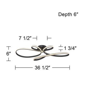 Helix Modern Semi Flush-Mount Ceiling Light Sand Black Dimmable LED Twisting 36 1/2" Wide Kitchen Living Room