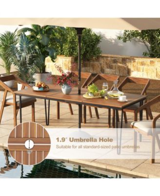 79" Outdoor Dining Table 8-Person Patio Table with 1.9" Umbrella Hole