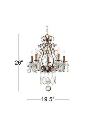 Jolie Bronze 5-Light 19.5" Wide French Crystal Beaded Fixture Pendant Chandelier
