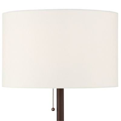 Caper Modern Floor Lamp with Tray Table 60 1/2" Tall Bronze USB and AC Power Outlet Off White Fabric Drum Shade for Living Room Office