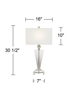 Trophy Traditional Art Deco Table Lamp 30 1/2" Tall Clear Crystal Glass Off White Shade for Bedroom Living Room Bedside Office