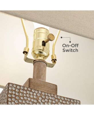 Caldwell Rustic Farmhouse Table Lamps 26 3/4" High Set of 2 Earth Tone Hammered Oatmeal Fabric Rectangular Shade for Bedroom Living Room