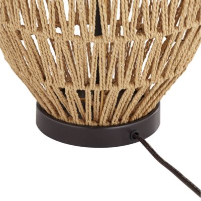 San Marcos Modern Coastal Table Lamp 27" Tall Natural Wicker Oatmeal Drum Shade for Bedroom Living Room Bedside Nightstand Office Kids