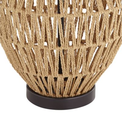 San Marcos Modern Coastal Table Lamp 27" Tall Natural Wicker Oatmeal Drum Shade for Bedroom Living Room Bedside Nightstand Office Kids
