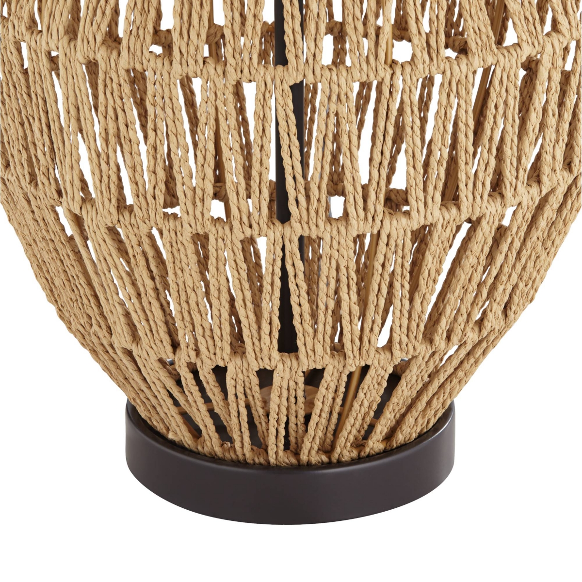 360 Lighting San Marcos Modern Coastal Cottage Table Lamp Tall Natural Wicker Black Metal Oatmeal Fabric Drum Shade Decor for Living Room Bedroom